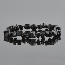 Polished black amber bracelet with screw clasp
